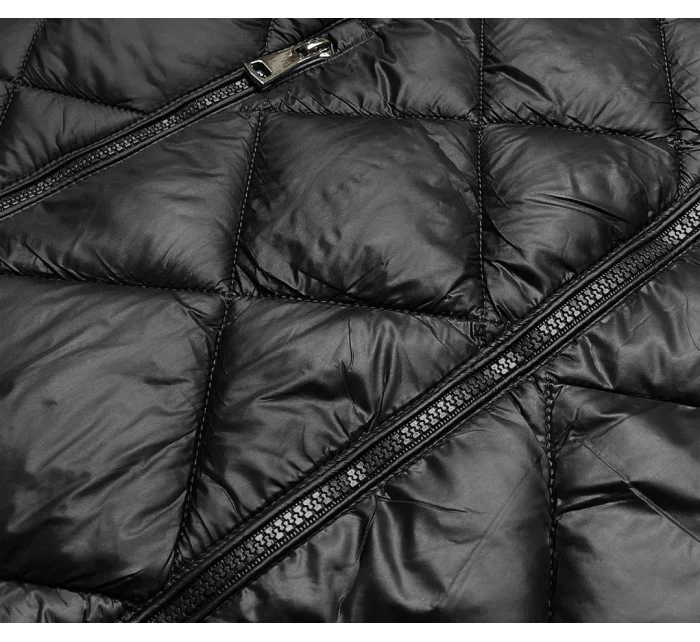 Černá dlouhá dámská prošívaná bunda (ag1-j9082) Černá dlouhá dámská prošívaná bunda (ag1-j9082)