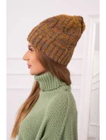 Fleecová čepice Dolores K303 hořčicová+hnědá