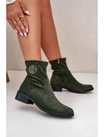 Dámské Botky Na Zip S Dekorativním Detalem Eko Semišové Zelené model 21668042 - Boto