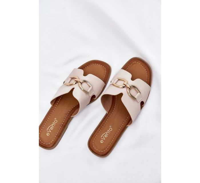 Dámské Ploché Pantofle S Dekorativním Béžové model 21697812 - EVENTO