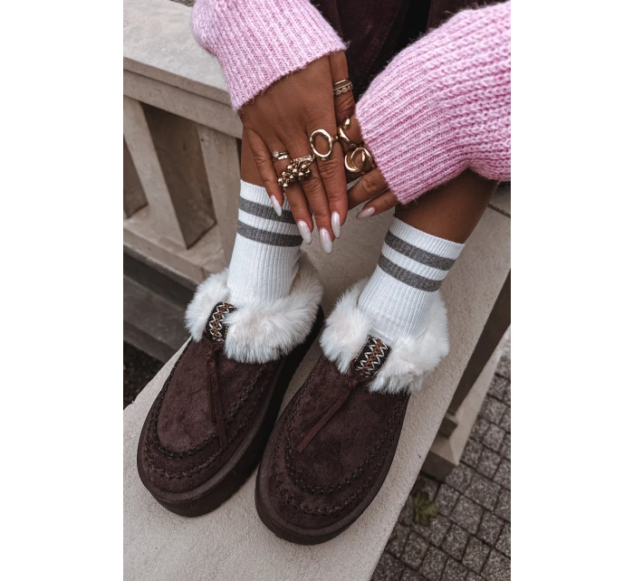 Dámské sněhule s kožíškem na platformě čokoládové model 21714860 - Boto Dámské sněhule s kožíškem na platformě čokoládové model 21714860 - Boto