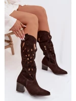 kozačky z přírodního semiše  Čokoládové model 22031659 - Zazoo