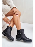 Zateplené Kotníkové Boty Na Plochém Podpatku S Páskem Černé Sabamessa Zateplené Kotníkové Boty Na Plochém Podpatku S Páskem Černé Sabamessa