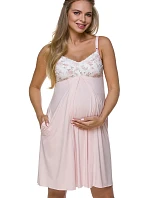 Dámská těhotenská košilka 3122 Světle růžová s bílou - LupoLine