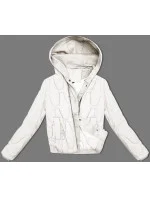 Krátká zimní bunda v barvě ecru s ozdobnou kapucí model 21248199 - S'WEST