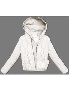 Krátká zimní bunda v barvě ecru s ozdobnou kapucí model 21248199 - S'WEST