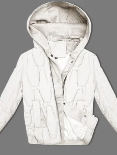 Krátká zimní bunda v barvě ecru s ozdobnou kapucí model 21248199 - S'WEST