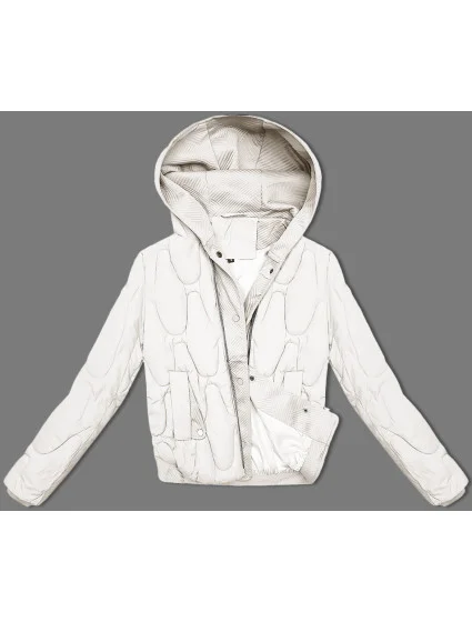 Krátká zimní bunda v barvě ecru s ozdobnou kapucí model 21248199 - S'WEST