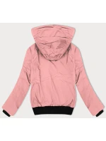 Růžová krátká dámská bunda se stahovacími lemy model 21469333 - J.STYLE