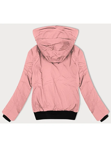 Růžová krátká dámská bunda se stahovacími lemy model 21469333 - J.STYLE
