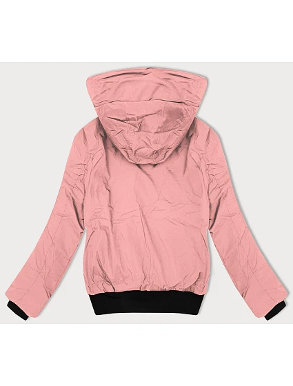 Růžová krátká dámská bunda se stahovacími lemy model 21469333 - J.STYLE Růžová krátká dámská bunda se stahovacími lemy model 21469333 - J.STYLE