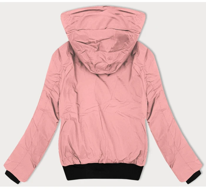 Růžová krátká dámská bunda se stahovacími lemy model 21469333 - J.STYLE