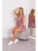 Šaty s volánky na bocích tmavě růžové