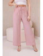 Viskózové kalhoty se širokými nohavicemi tmavě pudrově růžová Viskózové kalhoty se širokými nohavicemi tmavě pudrově růžová