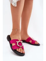 Dámské Pantofle Na Plochém Podpatku S Ozdobou model 21697157 Fuchsie - VINCEZA