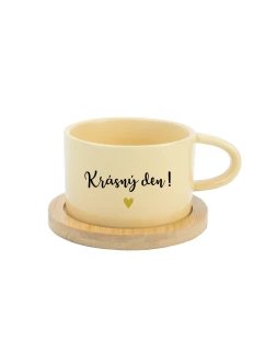 KRÁSNÝ DEN! - žlutý hrníček makronka 200 ml