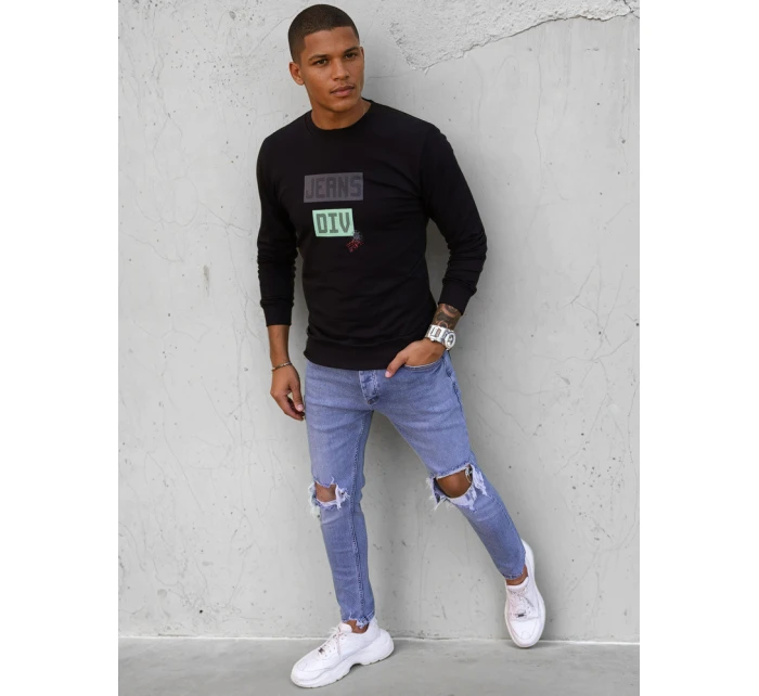 Pánská mikina s potiskem černá FashionStreet BX5376