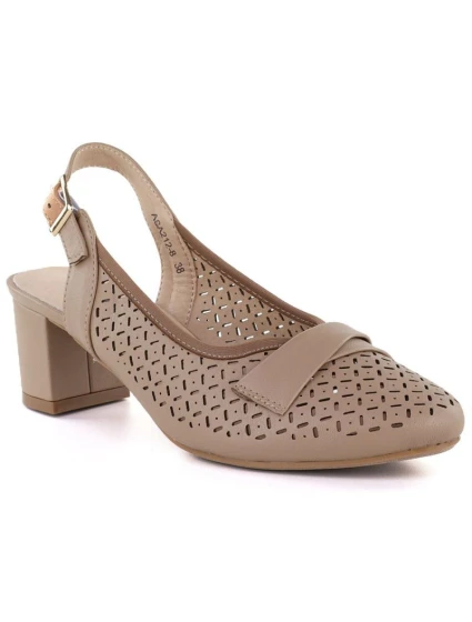 Dámské ažurové lodičky s páskem béžové barvy Jezzi ASA212-8