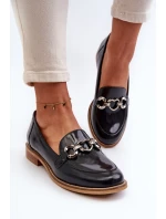 Kožené dámské lakované mokasíny model 21656264 modré - Laura Messi Kožené dámské lakované mokasíny model 21656264 modré - Laura Messi