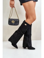 Dámské Kozačky Eko Semišové S Svrškem Na Černé model 21672143 - Boto