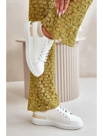 Nízké Dámské Tenisky Na Platformě Z Eko Kůže Bílo-Béžové Nevelena Nízké Dámské Tenisky Na Platformě Z Eko Kůže Bílo-Béžové Nevelena