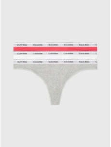 Dámská tanga 3Pack 000QD5209E NP4 vícebarevné - Calvin Klein