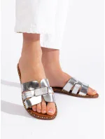 Designové nazouváky stříbrné dámské bez podpatku Designové nazouváky stříbrné dámské bez podpatku