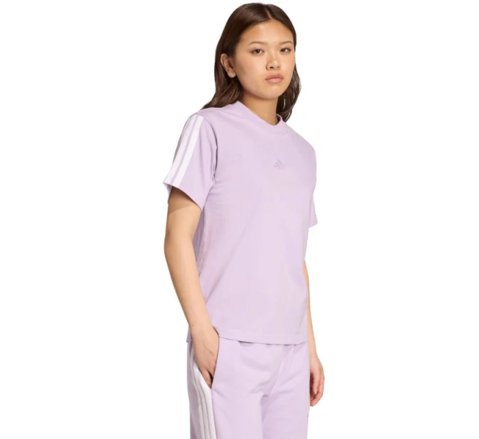 Dámské bavlněné tričko adidas Essentials 3-Stripes světle fialové JV7362 Dámské bavlněné tričko adidas Essentials 3-Stripes světle fialové JV7362