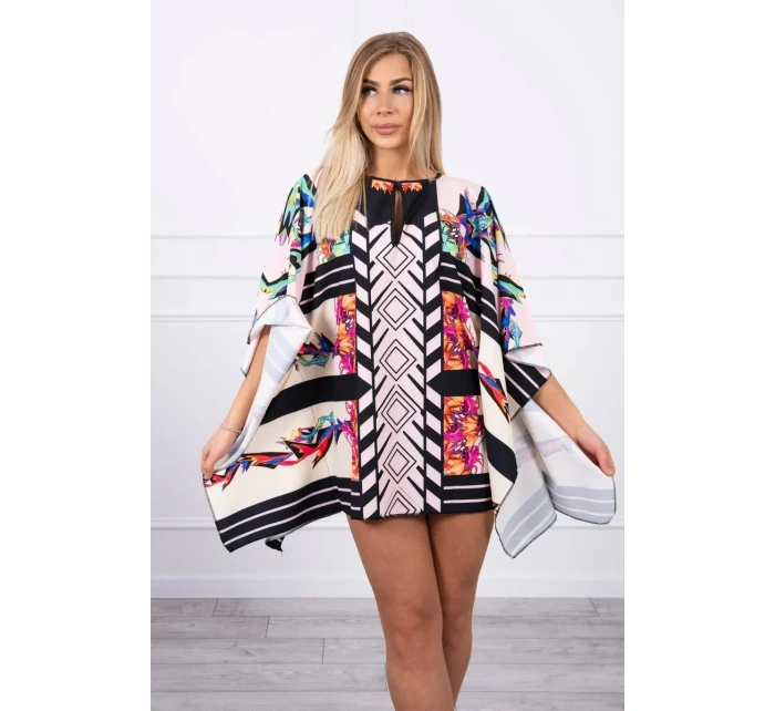 Netopýří šaty s vázáním v pase, pudrově růžové