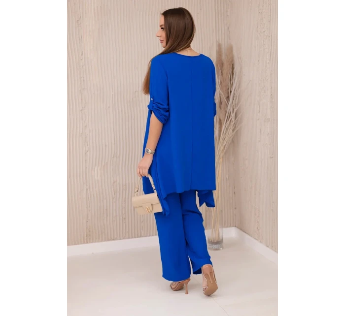 Sada halenky + kalhot s přívěskem chrpově modrá Sada halenky + kalhot s přívěskem chrpově modrá