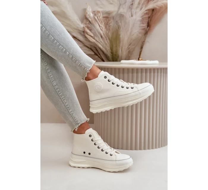 Dámské Tenisky Na Platformě Eko Kůže Big Star Bílé Dámské Tenisky Na Platformě Eko Kůže Big Star Bílé