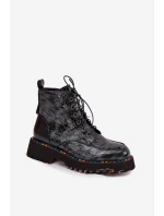 Lakované kožené dámské boty Artiker – šedé Lakované kožené dámské boty Artiker – šedé