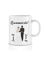 Personalizovaný klasický bílý keramický hrníček 300 ml se svatebním párem Personalizovaný klasický bílý keramický hrníček 300 ml se svatebním párem
