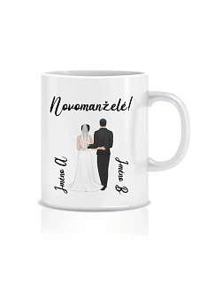 Personalizovaný klasický bílý keramický hrníček 300 ml se svatebním párem