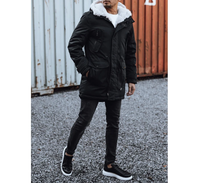 Pánská zimní bunda parka s kapucí černá FashionStreet TX4933