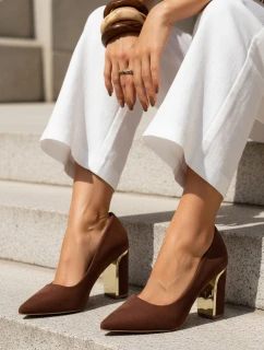 Dámské semišové lodičky na poště hnědé FashionStreet ZY1396