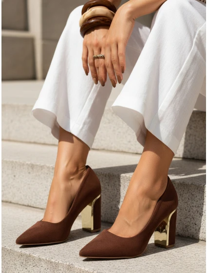 Dámské semišové lodičky na poště hnědé FashionStreet ZY1396