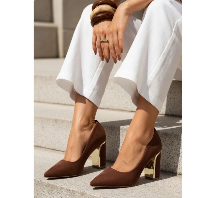 Dámské semišové lodičky na poště hnědé FashionStreet ZY1396