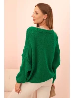 Dámský svetr s výstřihem do V a knoflíky zelený