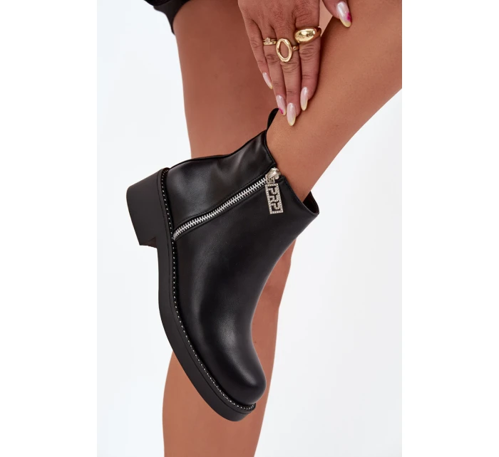 Zateplené Nízké Boty Dámské S Cirkonii Černé Vionna Zateplené Nízké Boty Dámské S Cirkonii Černé Vionna