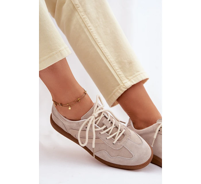 Dámské kožené semišové tenisky nízké béžové model 22100202 - Boto Dámské kožené semišové tenisky nízké béžové model 22100202 - Boto