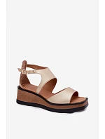 Kožené sandály na platformě Maciejka K7471-26 Zlaté