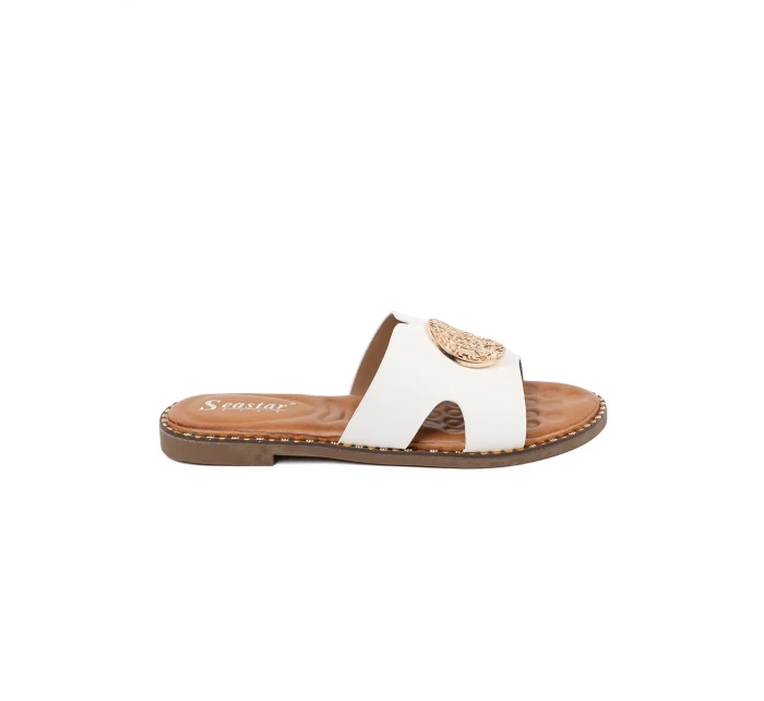 Výborné  nazouváky dámské bílé na plochém podpatku