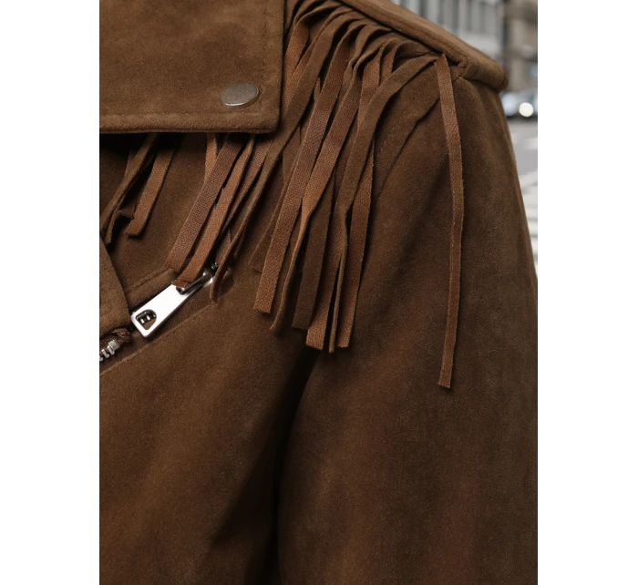 Dámská semišová bunda se střapci hnědá FashionStreet TY5582