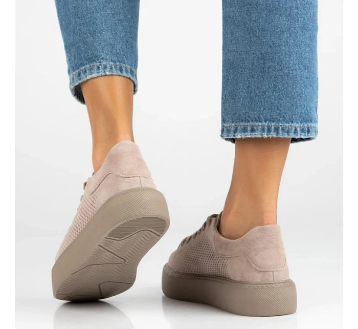 Dámské kožené polobotky béžové model 22061153 - FILIPPO