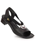 Dámské kožené sandály s pásky černé model 22050364 - Rieker Dámské kožené sandály s pásky černé model 22050364 - Rieker