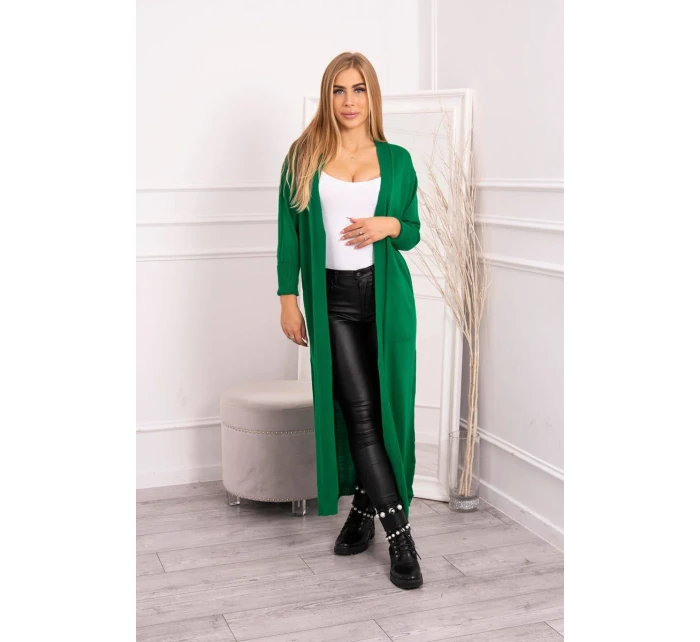 Sweter długi kardigan wiązany w talii zielony Sweter długi kardigan wiązany w talii zielony