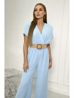 Kombinéza s ozdobným páskem v pase modrá