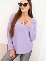 Svetr dámský z viskózy s výstřihem do V světle fialový