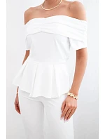 Dámský bavlněný komplet s krátkým rukávem a šortkami žlutý